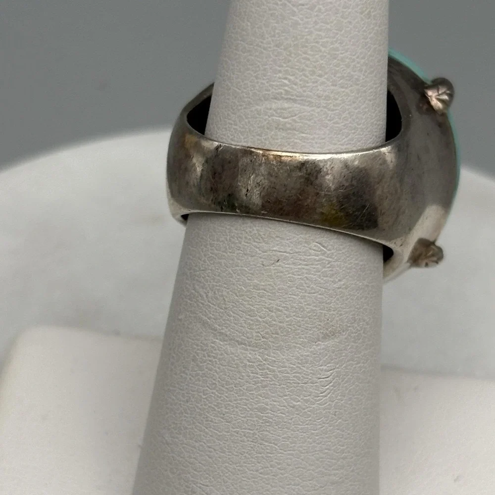 Vintage Sterling Silver Turquoise Butterfly Ring 925 Size 7 Marcasites Chunky